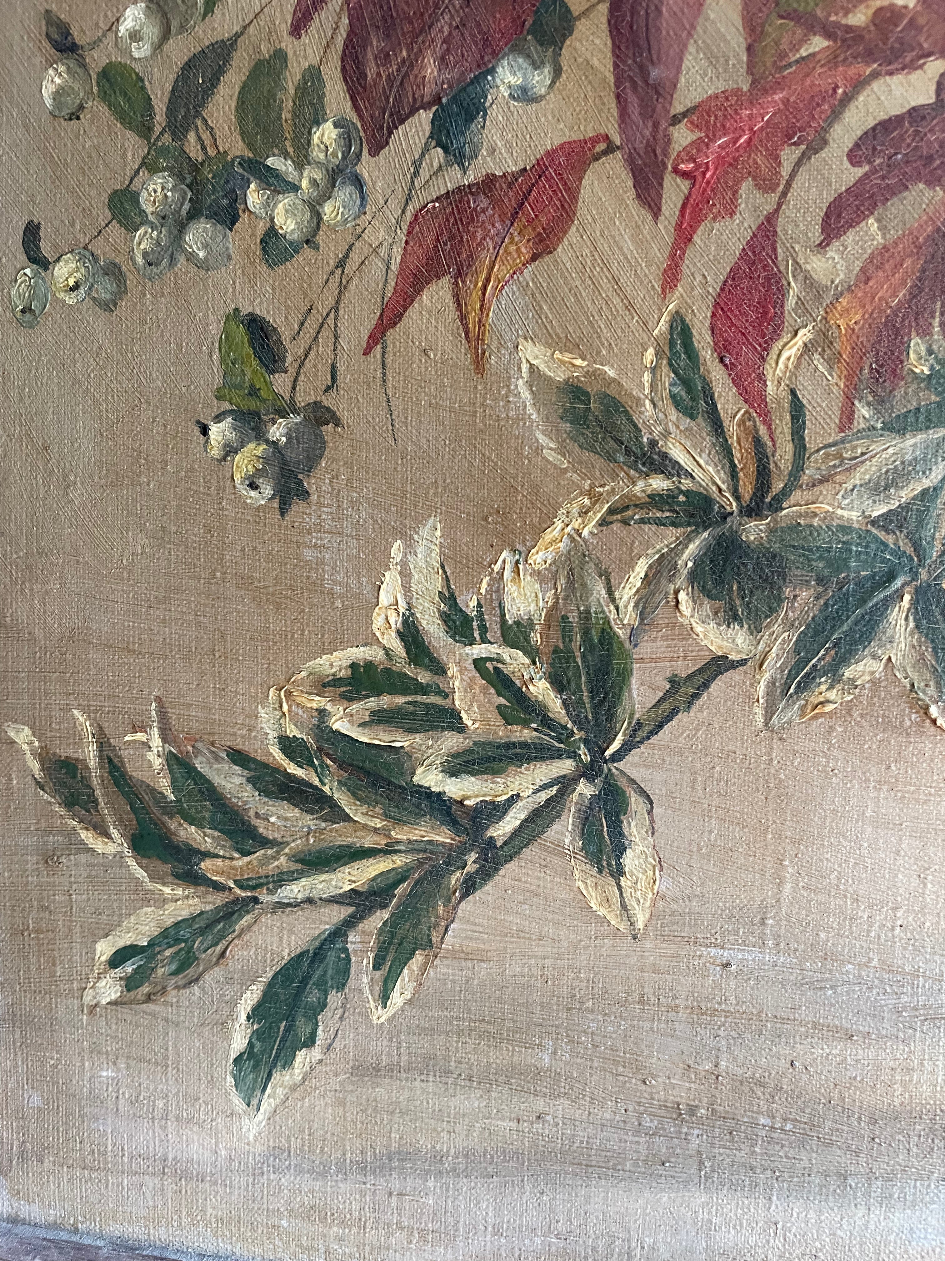 Flowers Bursting from a Basket: Oil On Canvas