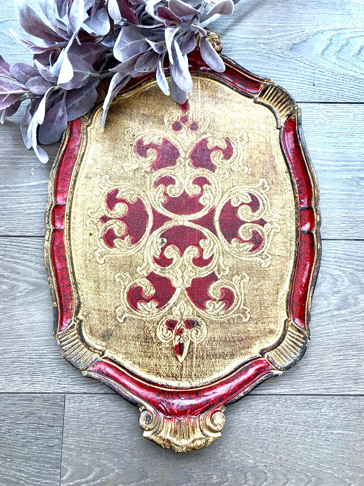 Red Florentine Gilt Tray
