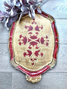 Red Florentine Gilt Tray
