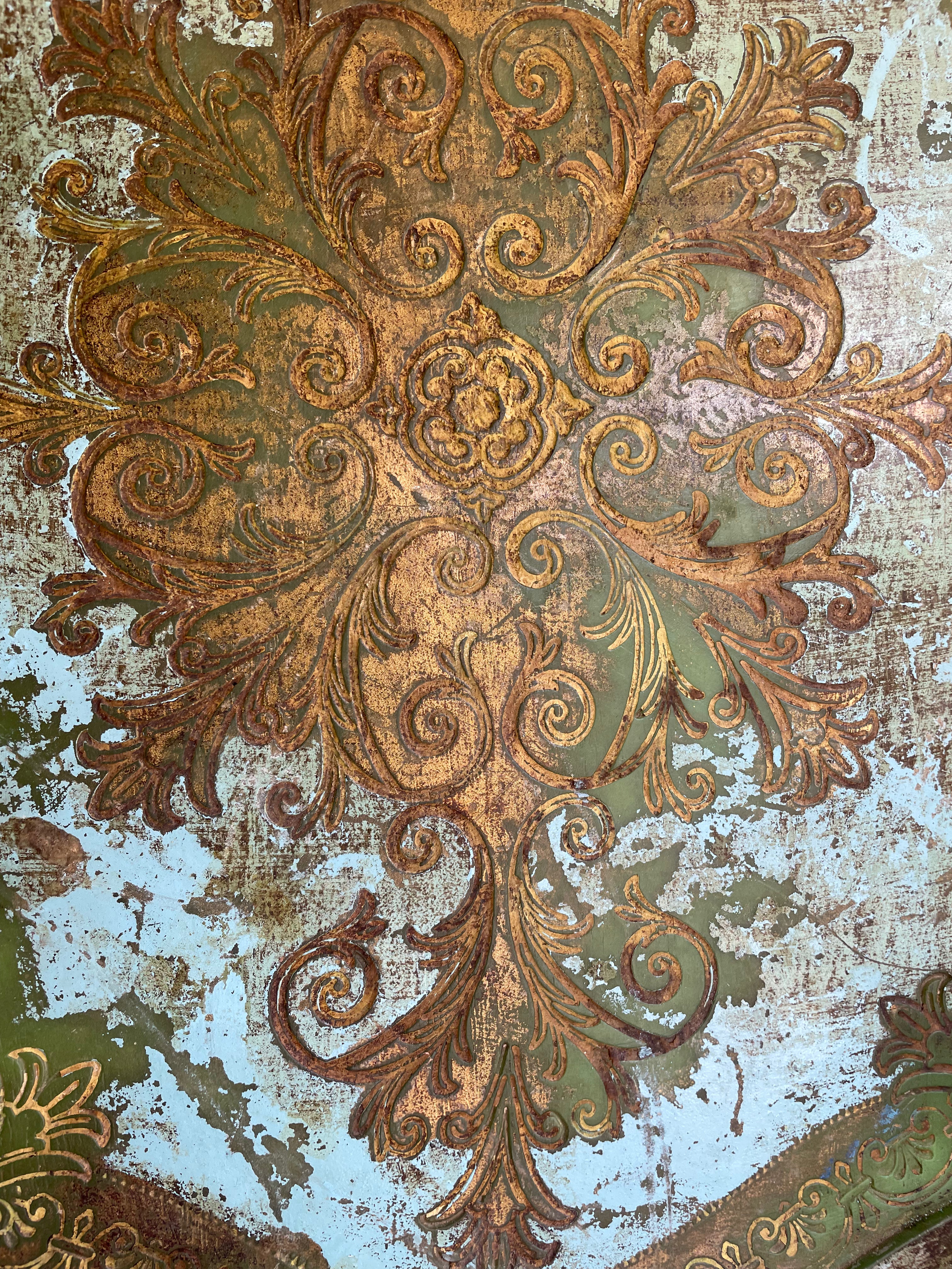Large Green, Blue and Gold Florentine Tray