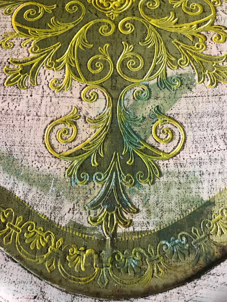 Large Pink Florentine Gilt Tray