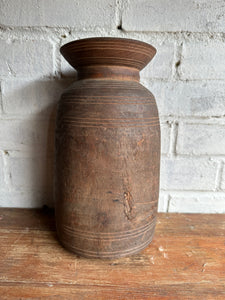 19th Century Tibetan Carved Wooden Curd Pot