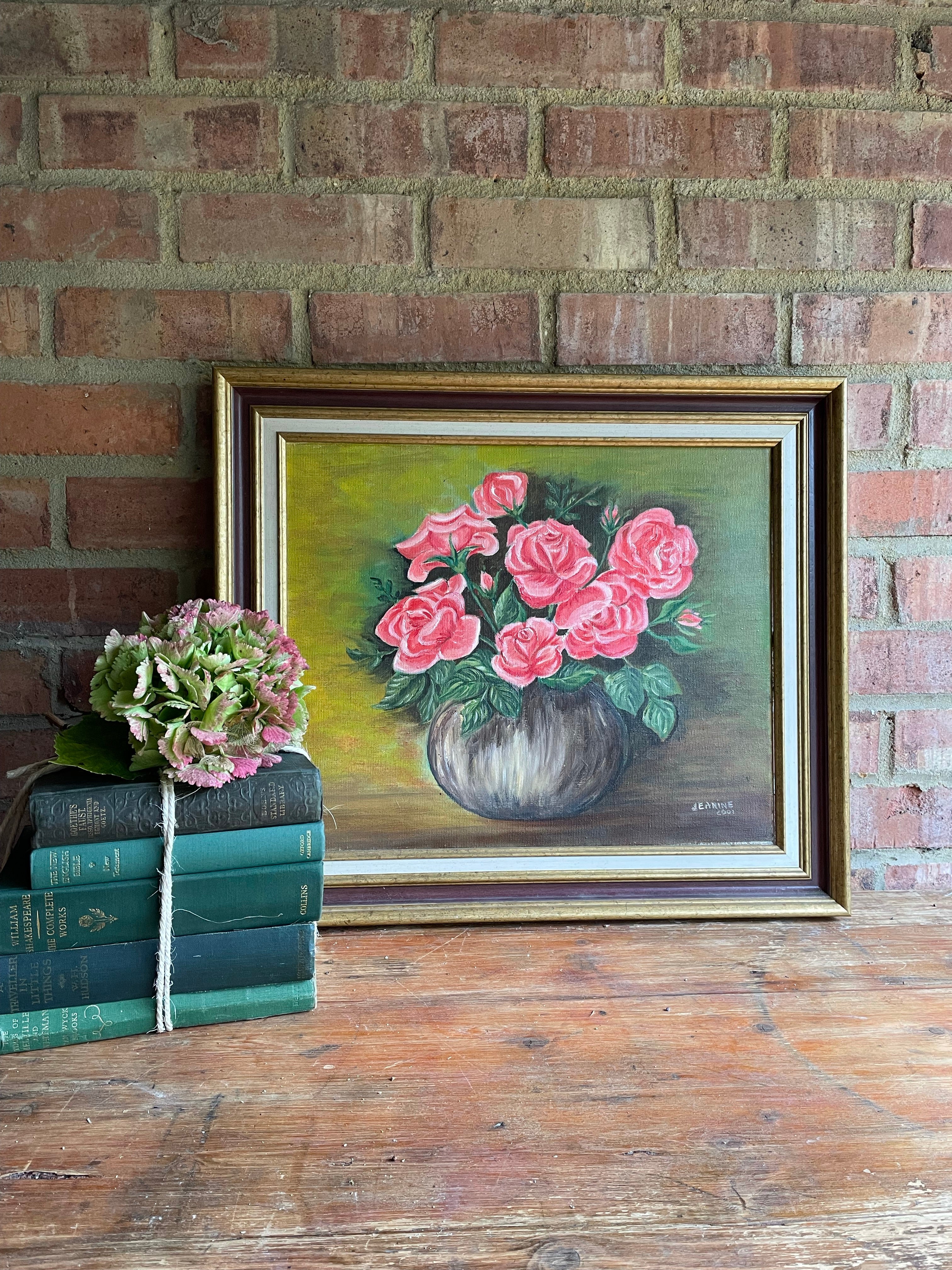Roses in a Vase: French Floral Signed and Dated