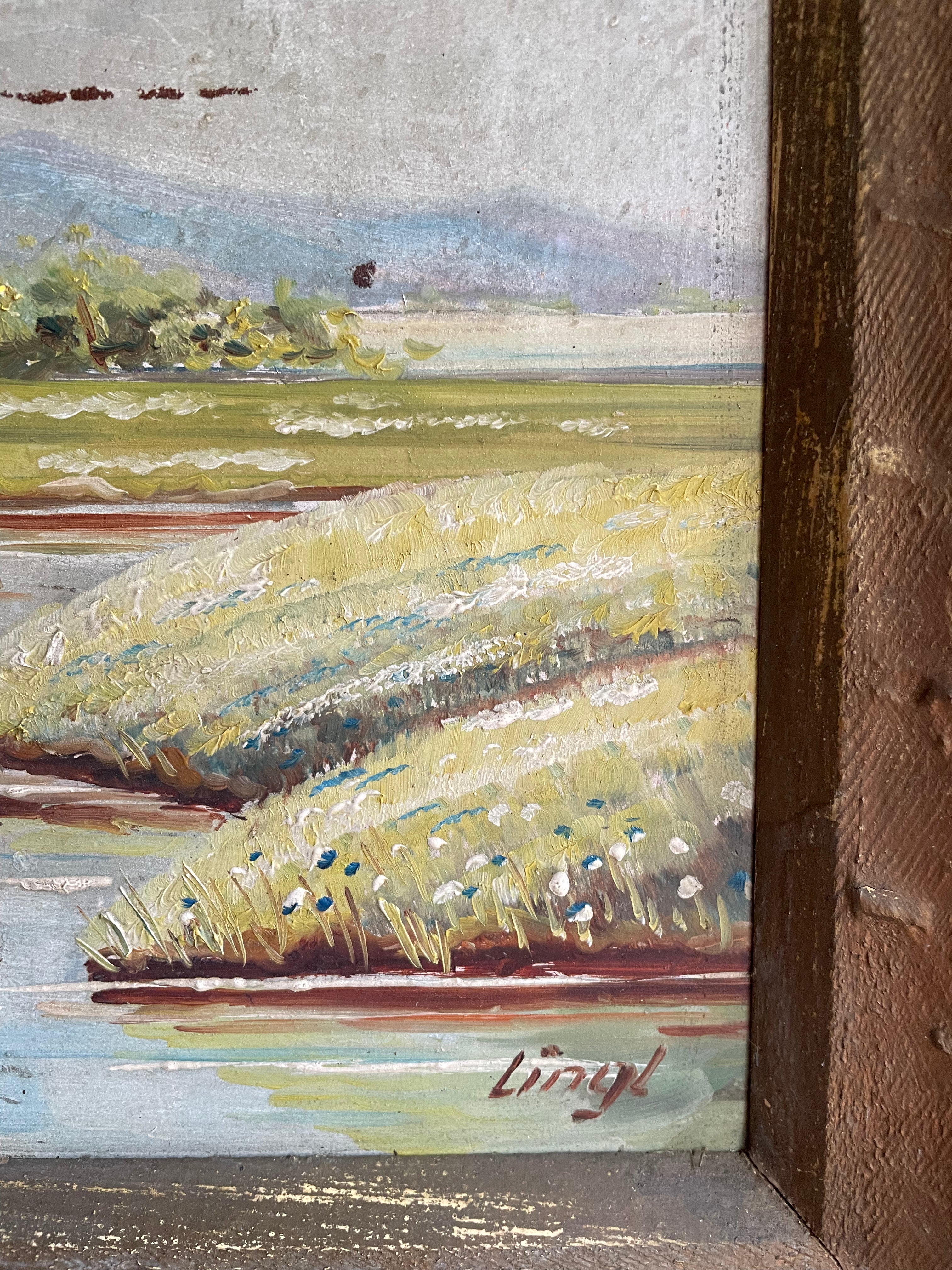 Majestic Landscape: Large Oil on Board