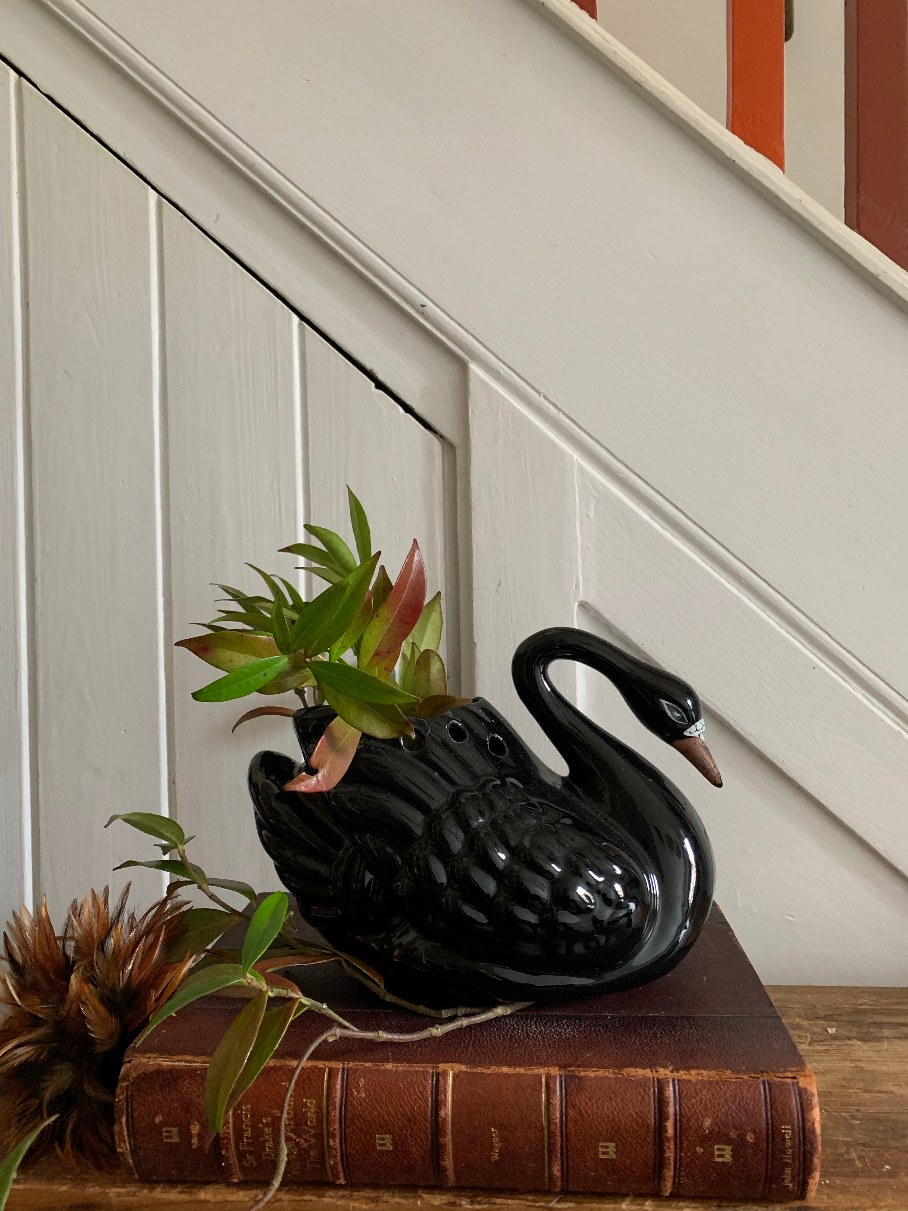 Black Ceramic Swan