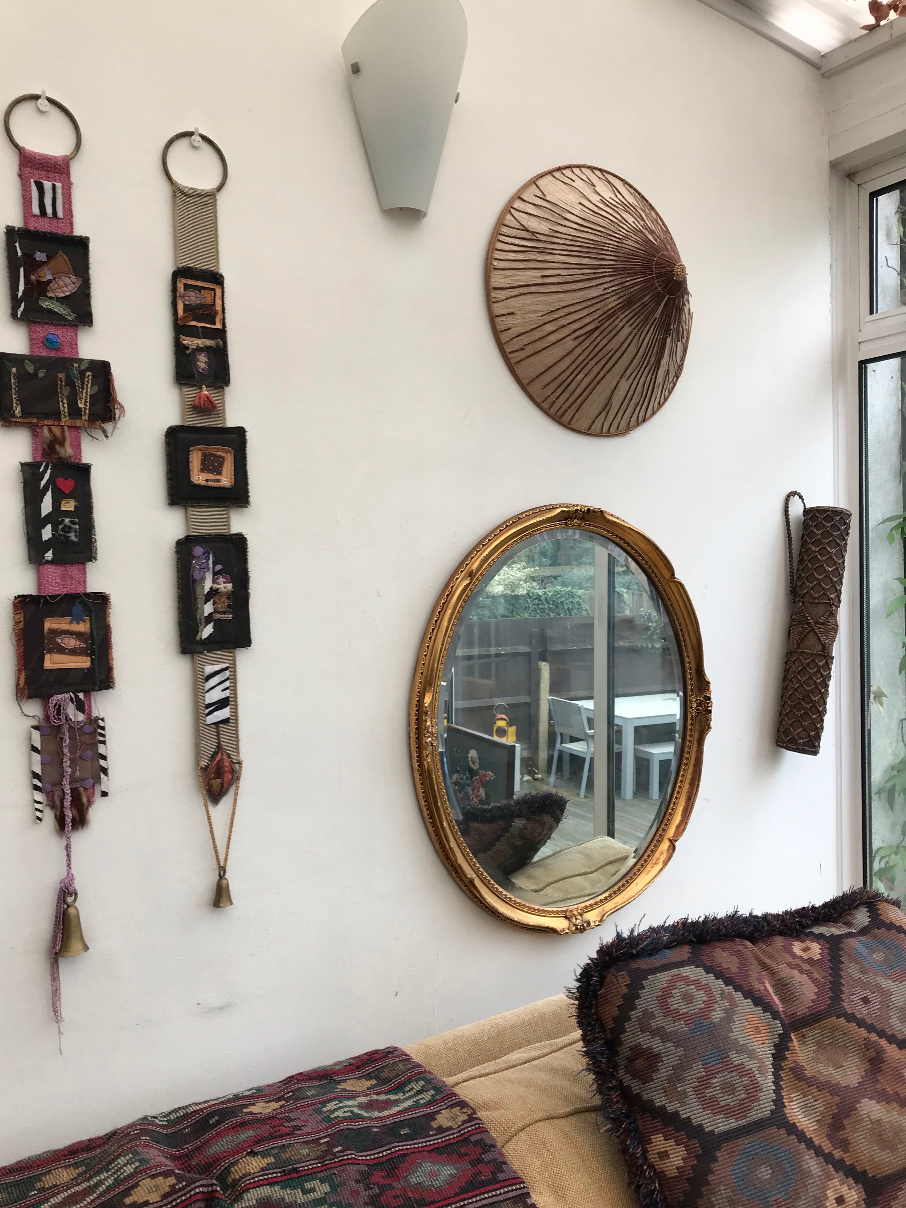 Large Gold Vintage Mirror (hangs portrait or landscape)