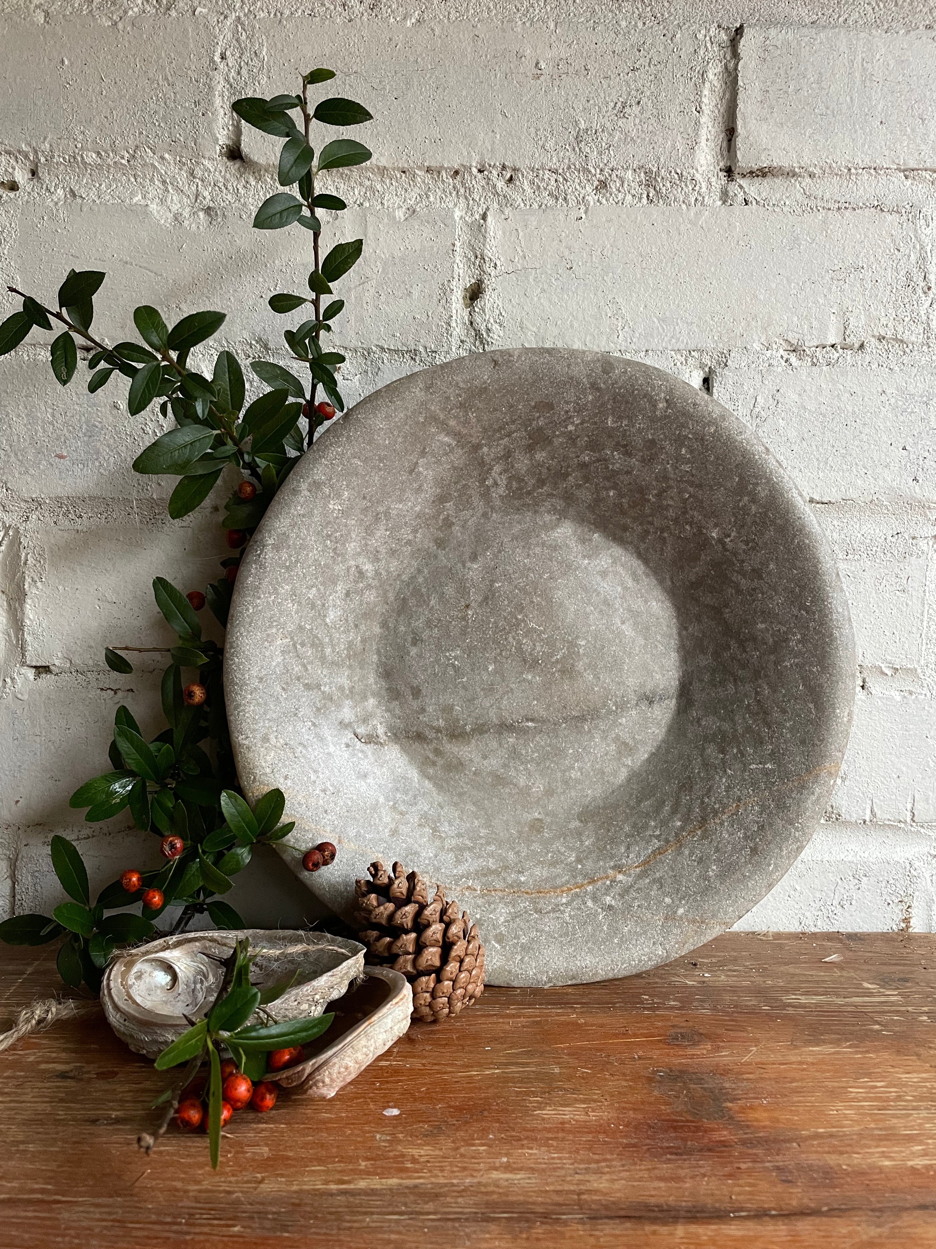 Large Antique Marble Bowl 5