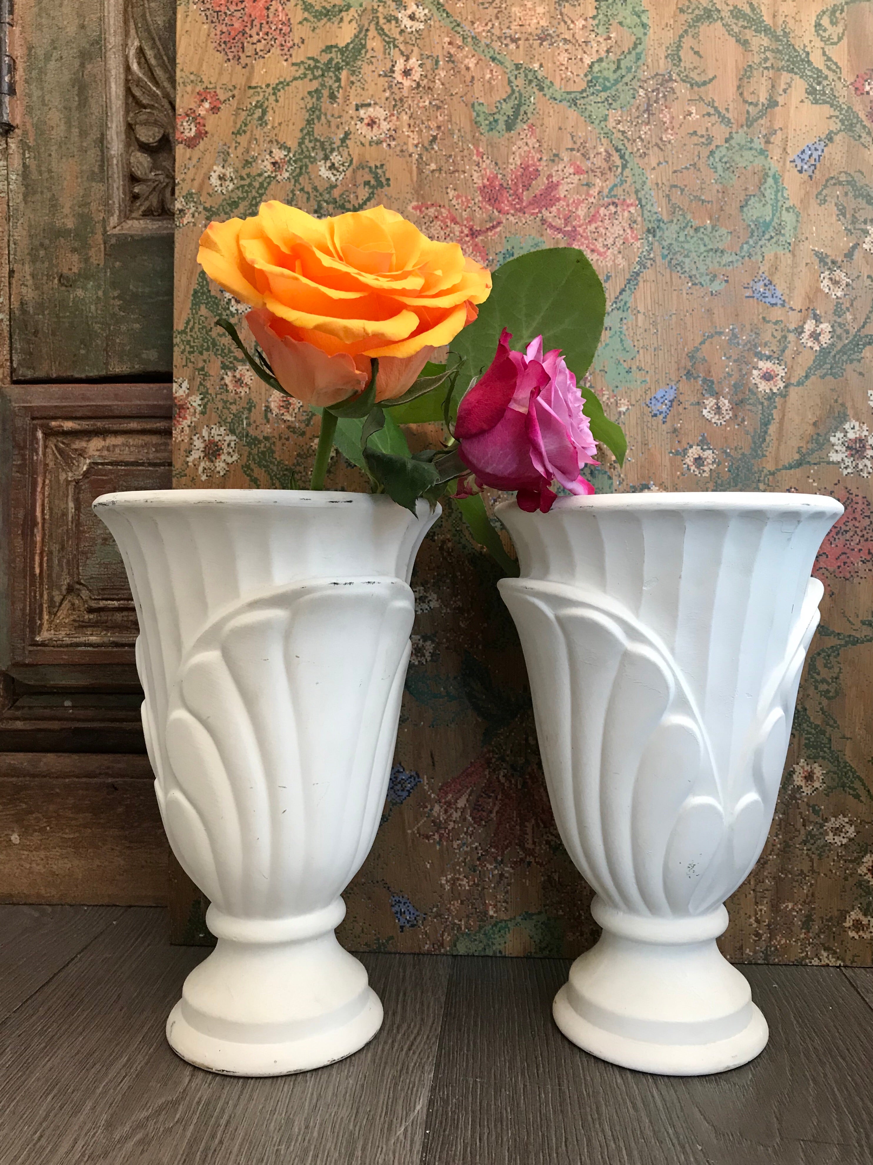 Pair of Bisque Urns