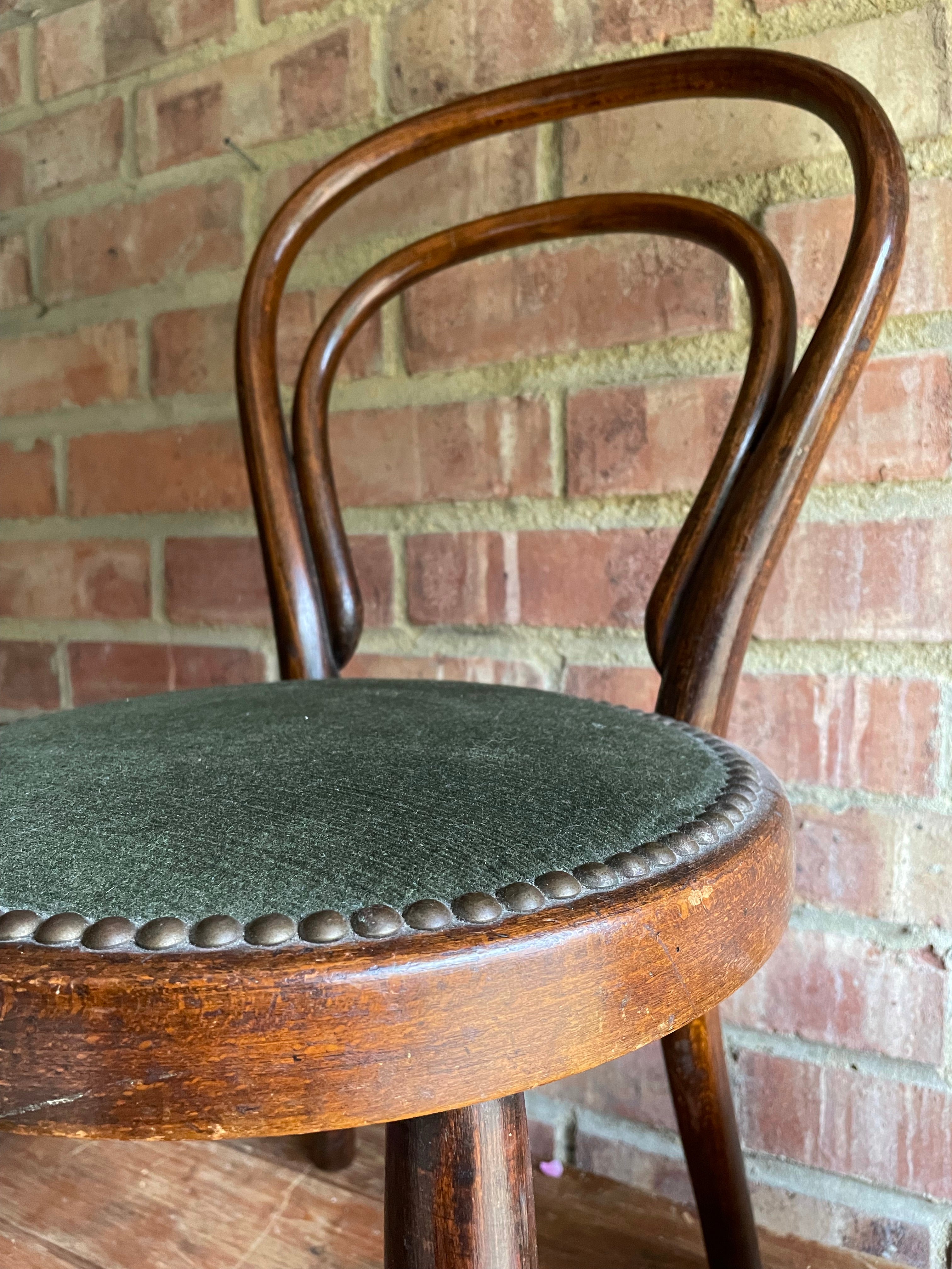 Little Bentwood Chair with Studded Green Velvet Seat