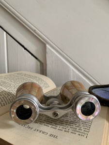 Mother of Pearl Antique Opera Glasses with Leather Case