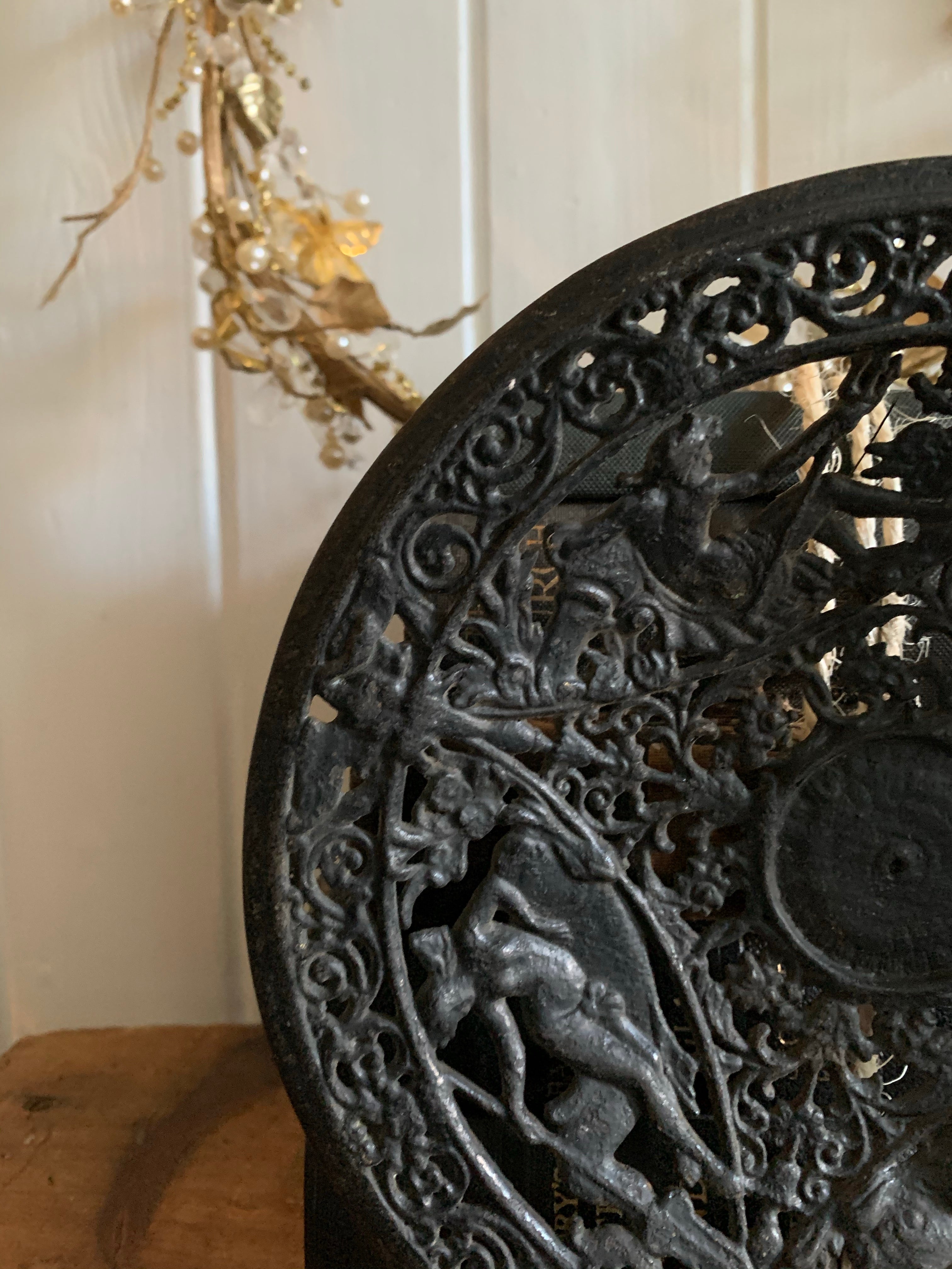Antique Cast Iron Decorative Filigree Plate