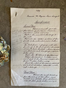 Antique Handwritten 4-Page "Specifications" to 33 Byron Street, Liverpool