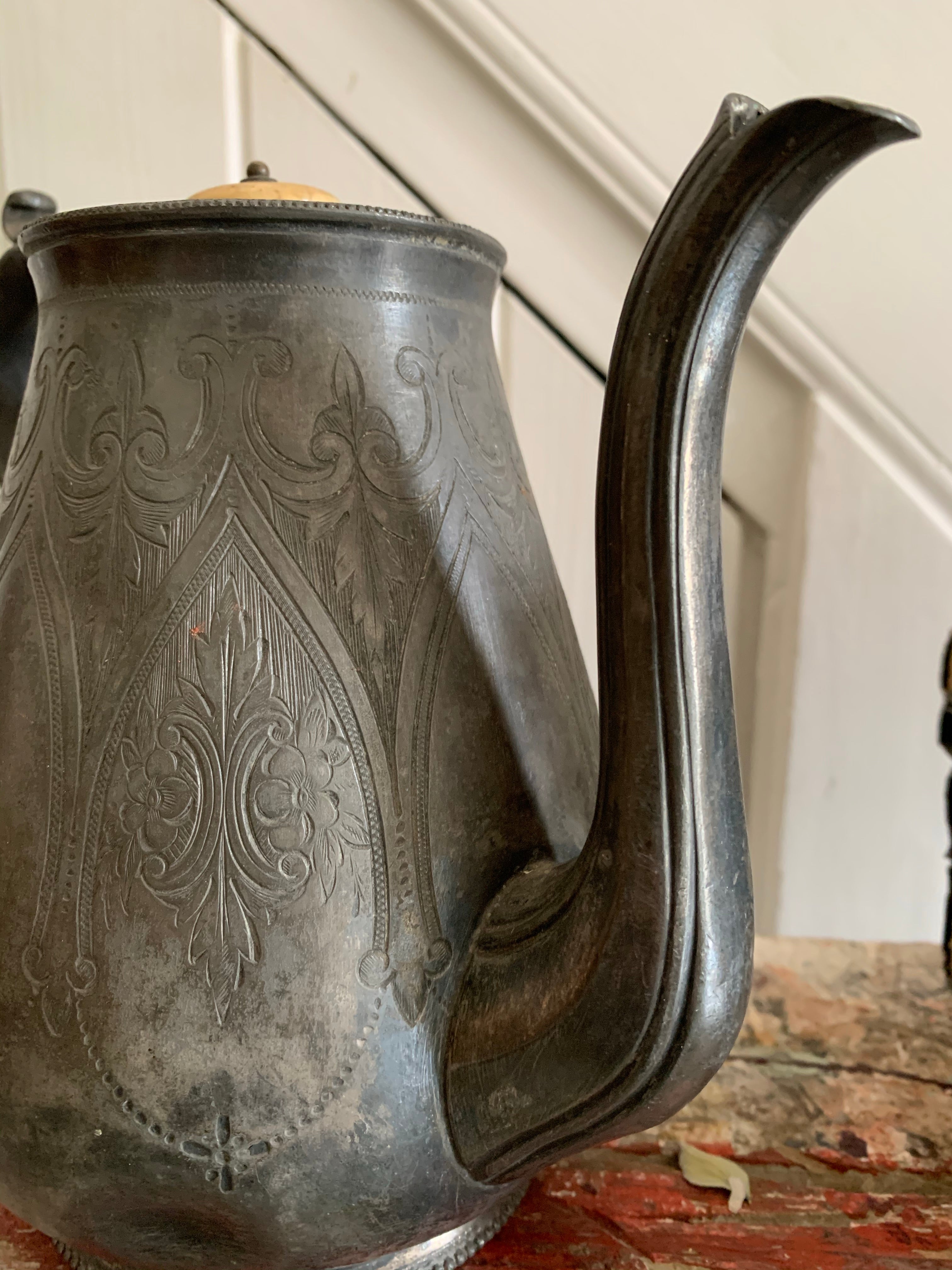 Antique Pewter Coffee Pot