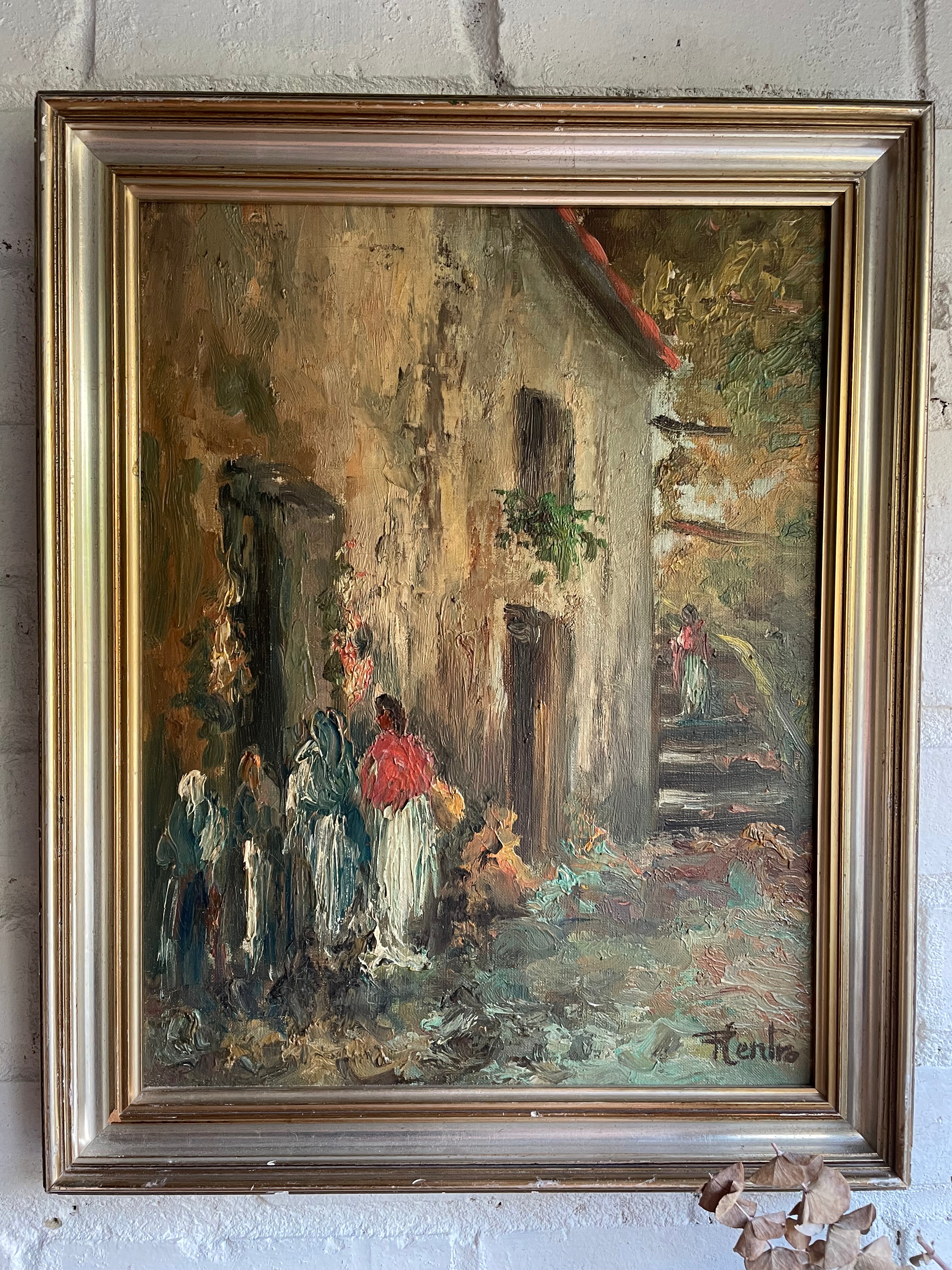 Street Scene: Impasto Oil on Canvas