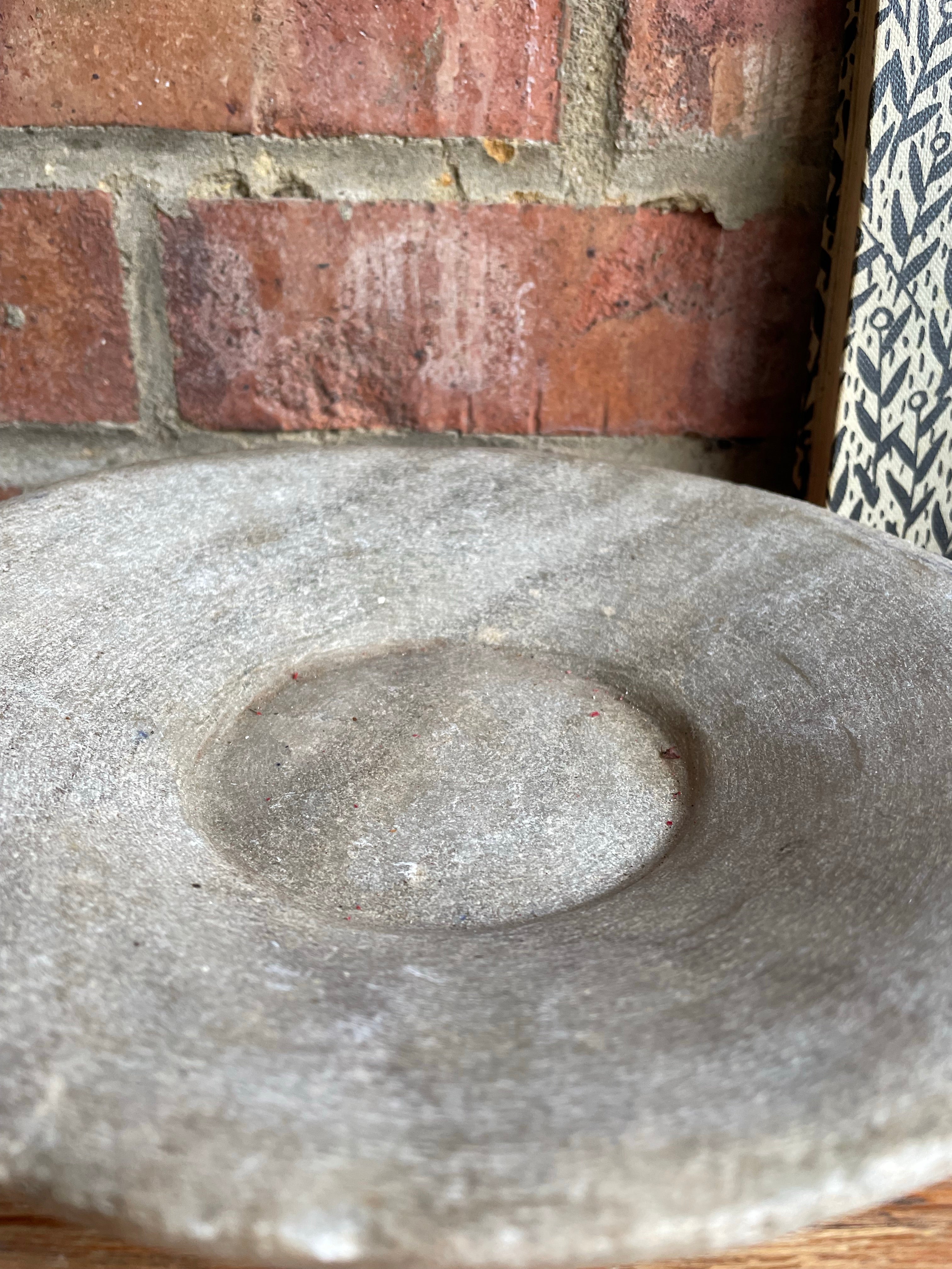 Antique Marble Stone Bowl: Grey Hues