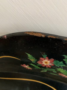 Very Large Antique Black Lacquered Tray