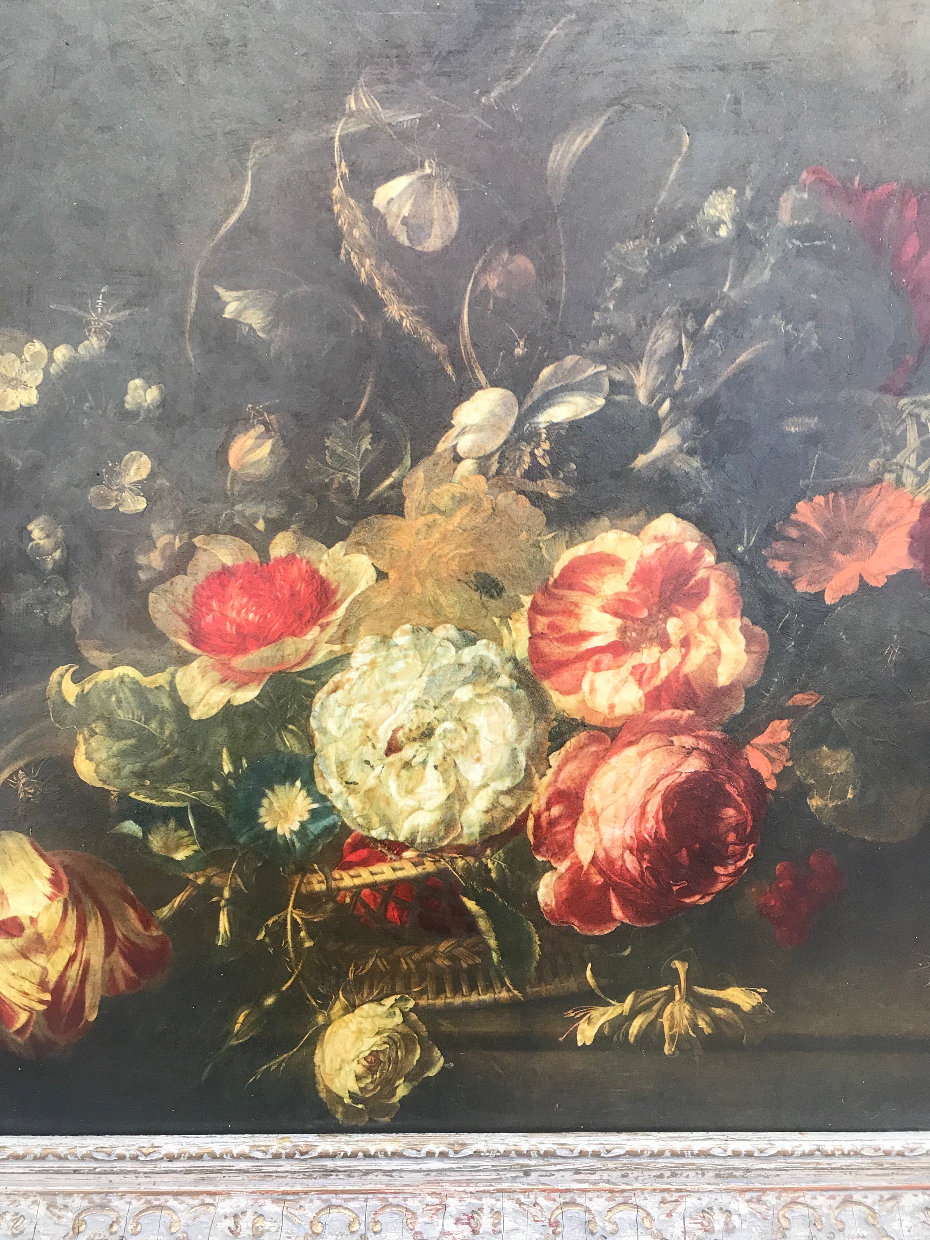 Framed Vintage Floral Oil Painting