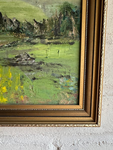 Landscape and Farm: Framed Vintage Oil on Board