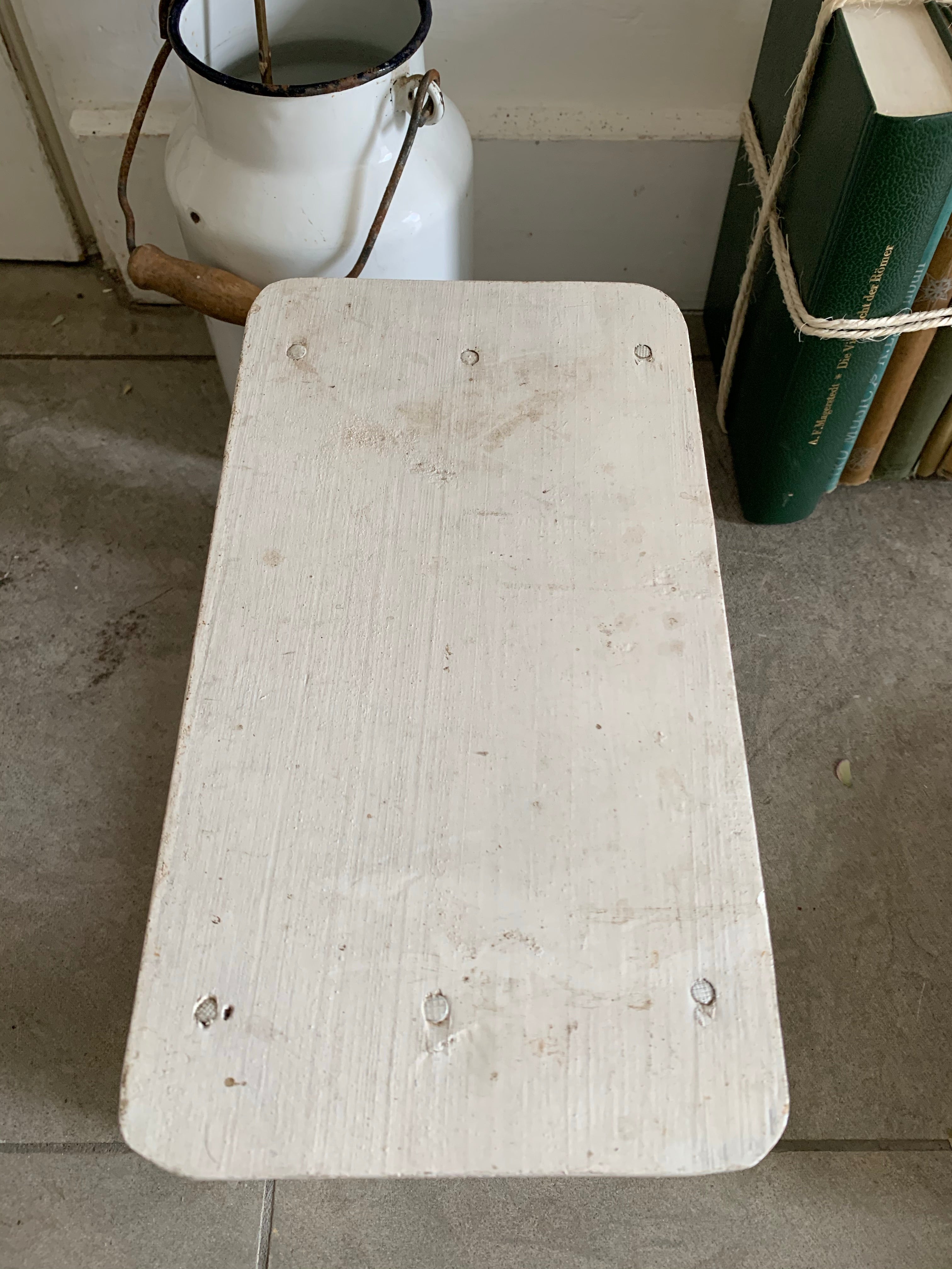 Mini Rustic White Painted Stool