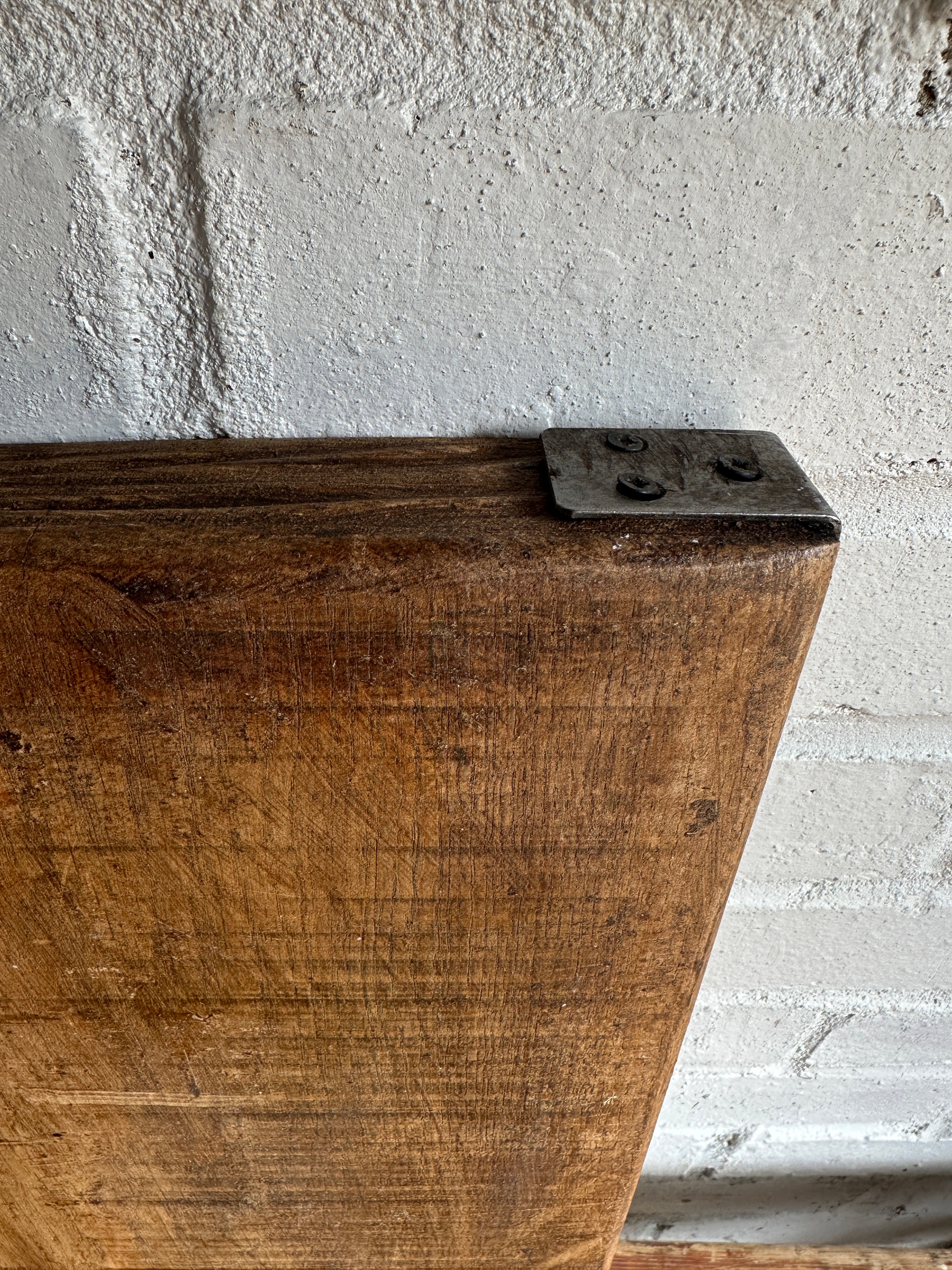Reclaimed Oak Chopping Board/Butchers Block with Metal Corners