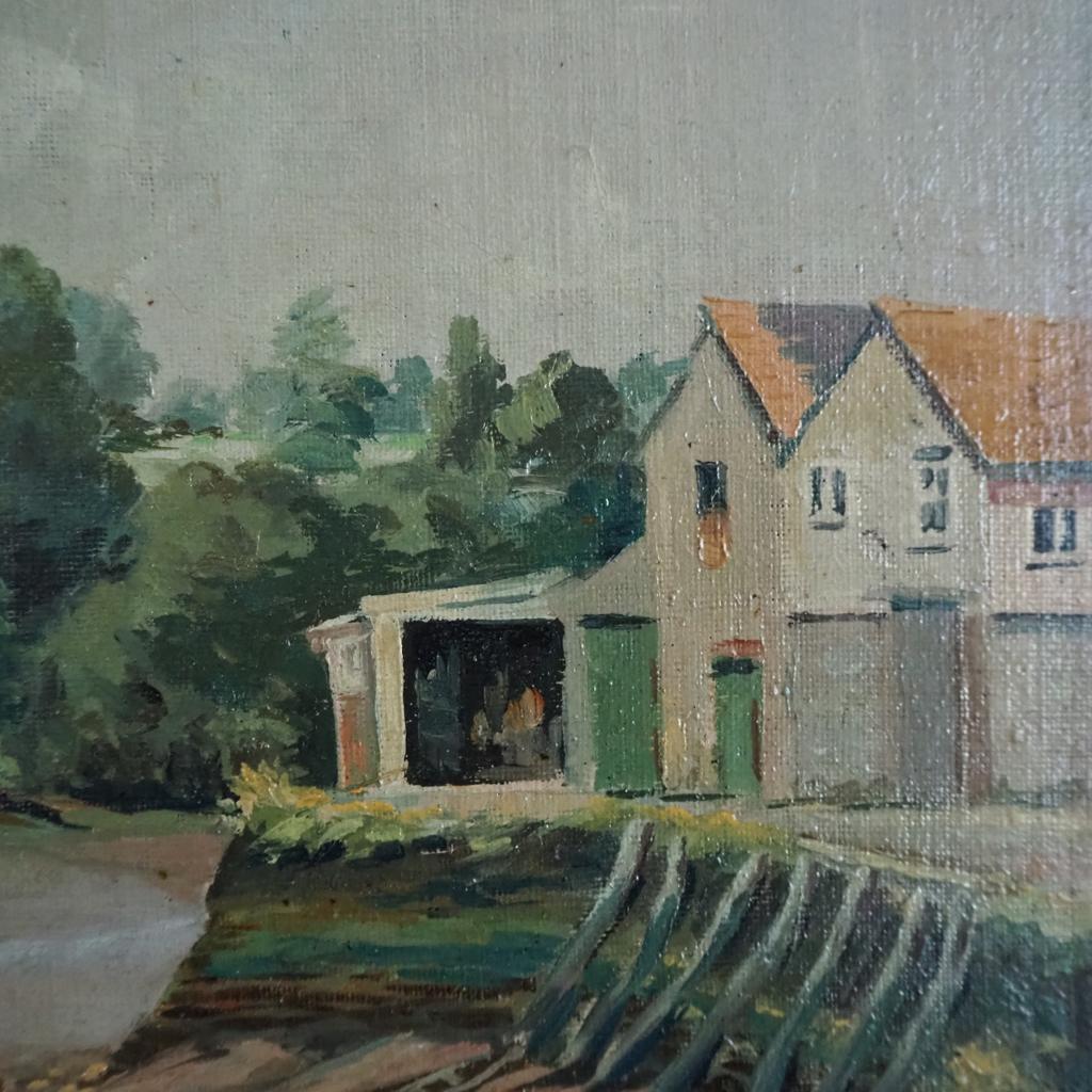 Water Channel: Signed Midcentury Oil on Board