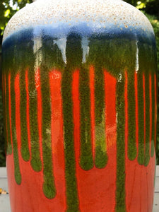 Large West German Vase in green and orange