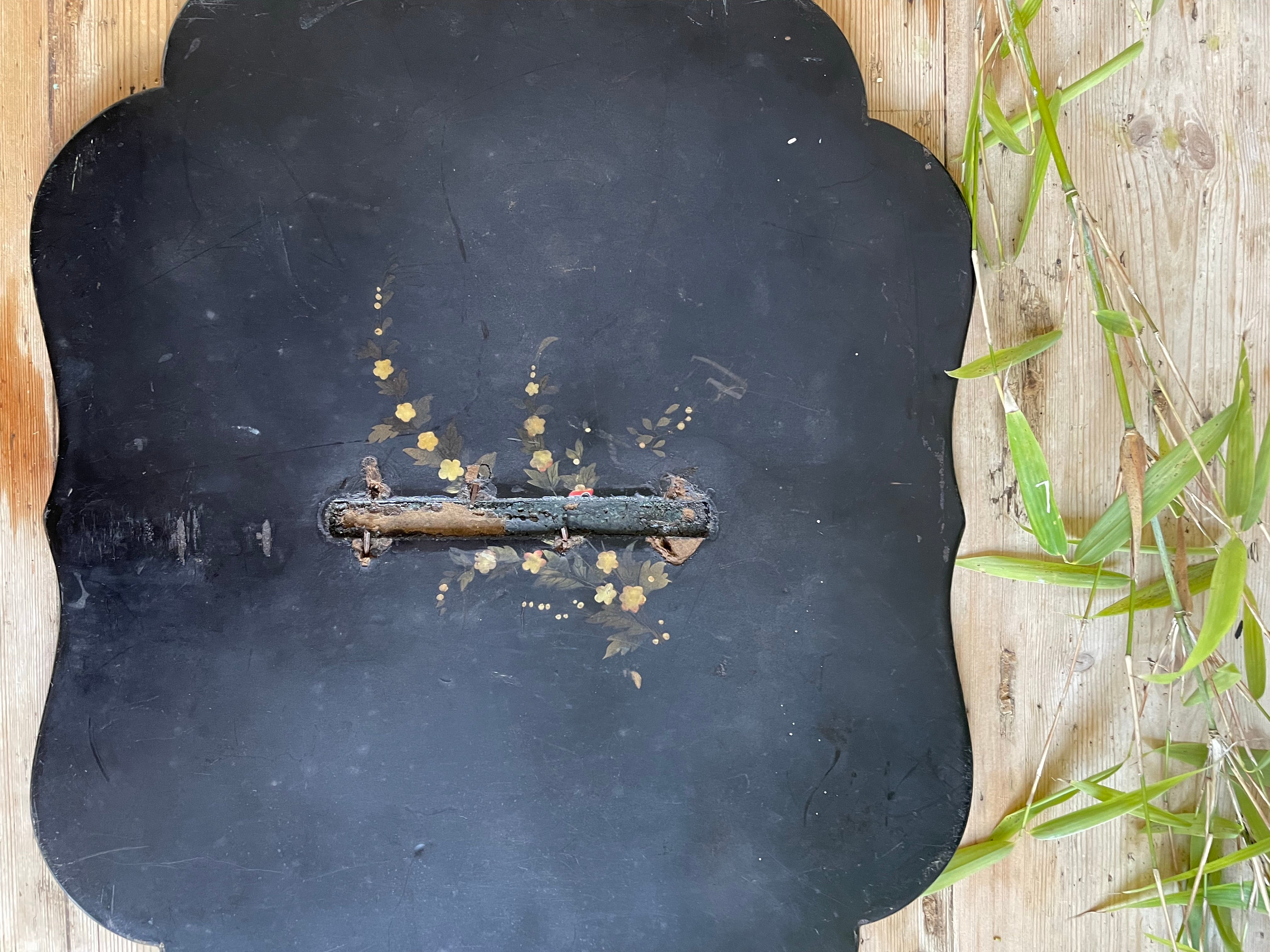 Antique Chinoiserie Panel with Mother of Pearl birds and gold leaf foliage