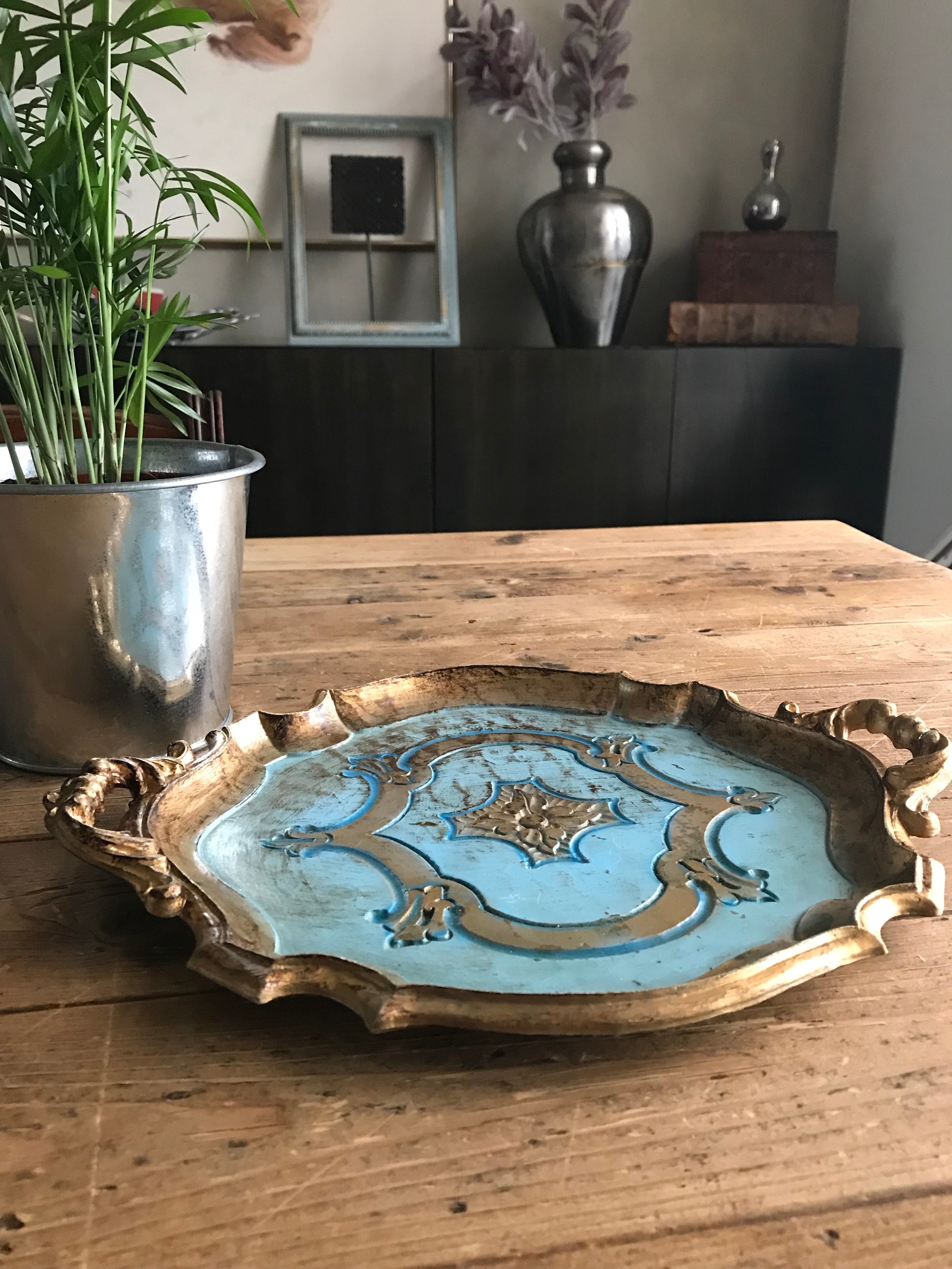 Blue Florentine Gilt Tray