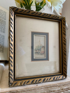 Miniature Watercolour:  Boats & Cathedral