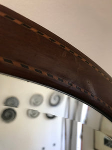 Antique Oval Mirror with inlay detail