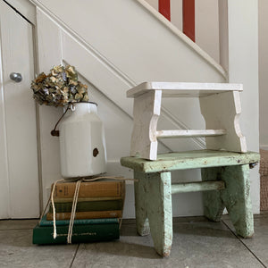 Small Rustic Mint Green Painted Stool