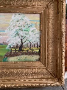 Country Scene: Gilt Framed Oil on Canvas