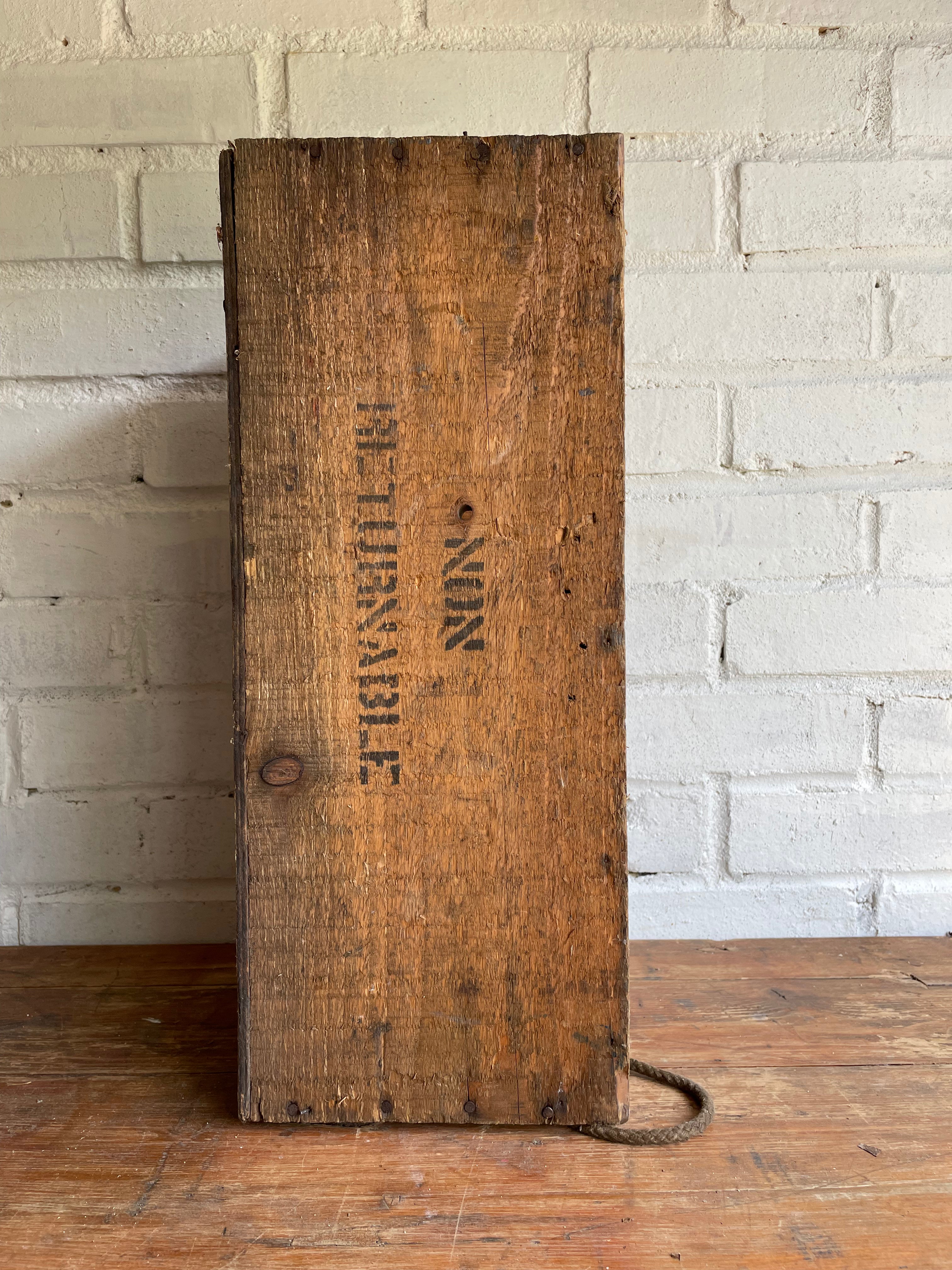Rustic Storage Box with “Non Returnable” Typography
