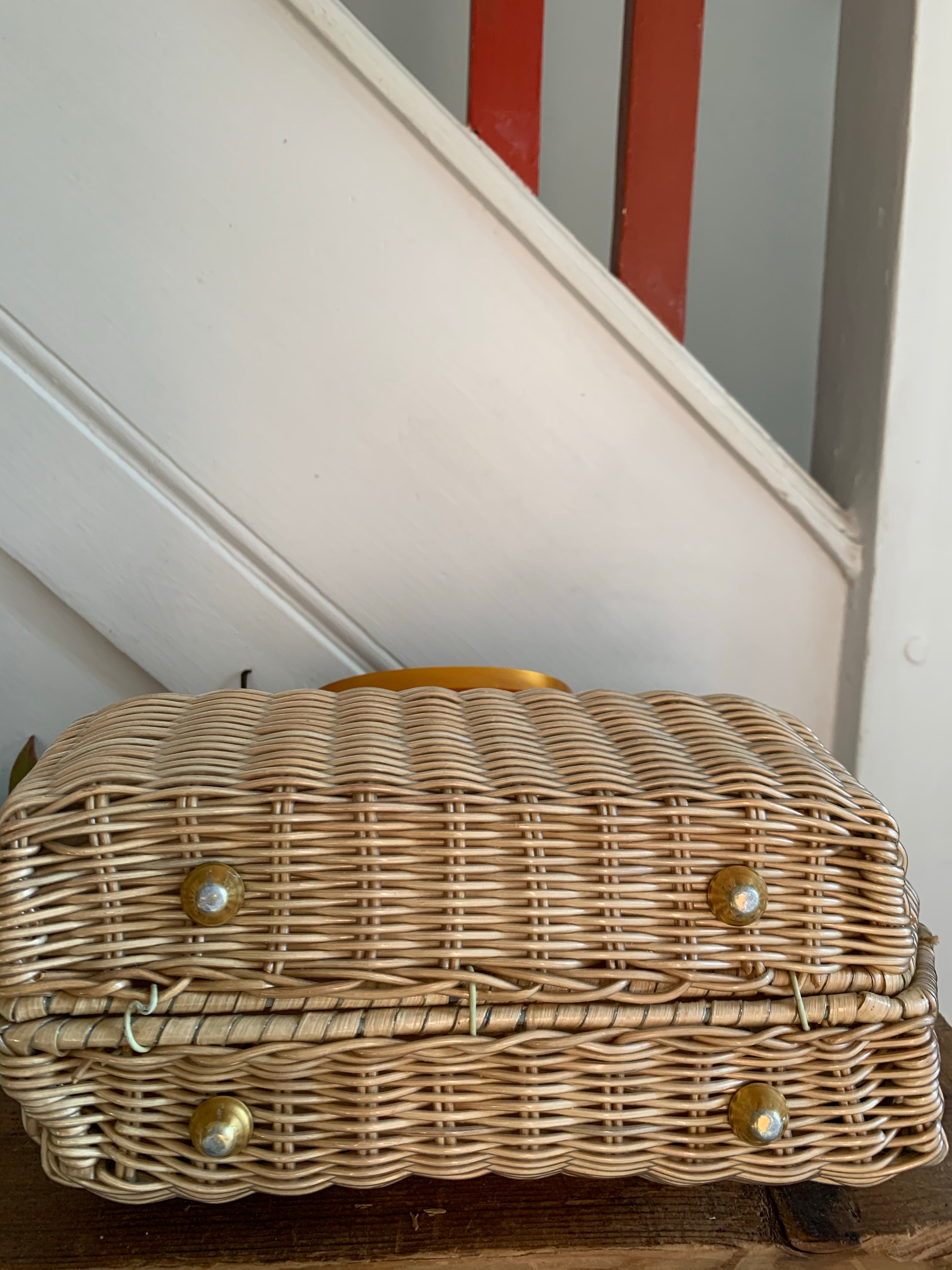 Vintage 1950's Lucite & Basket Weave Bag
