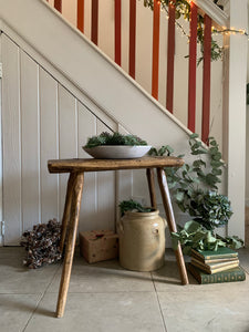 Large  Primitive Wood Stool/Sidetable