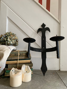 Wrought Iron Wall-Hung Candle Holder