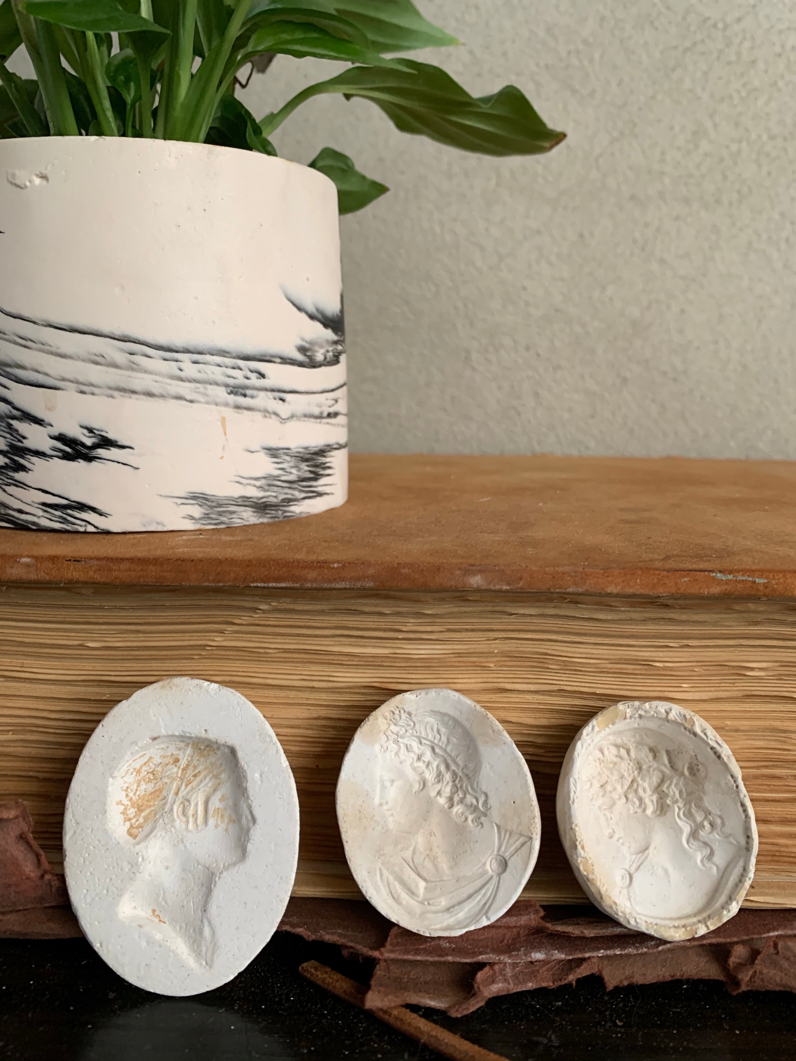 Miniature Plaster Molds of Classical Gentleman - Set of Three