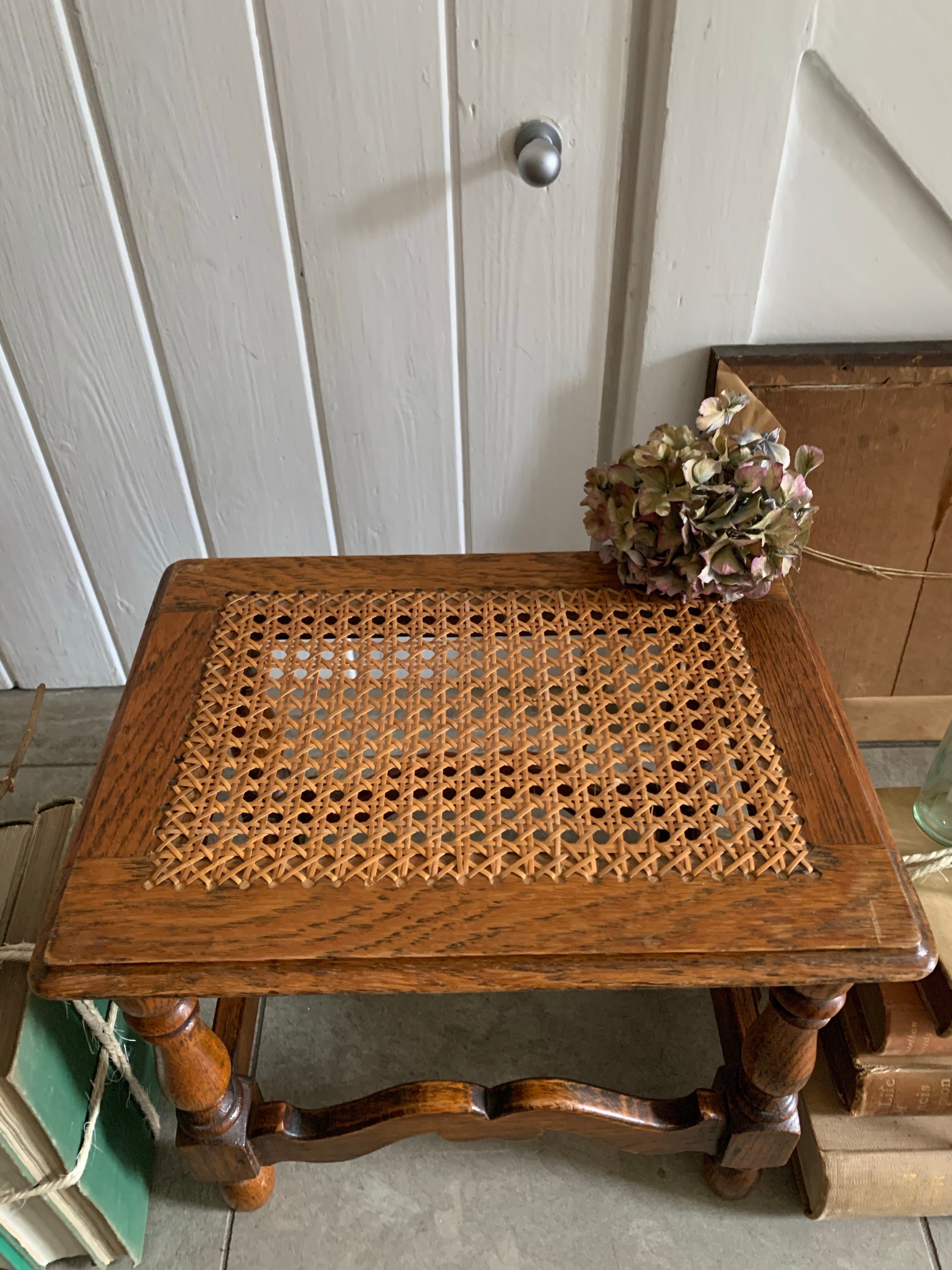 Vintage Stool with Cane Seat