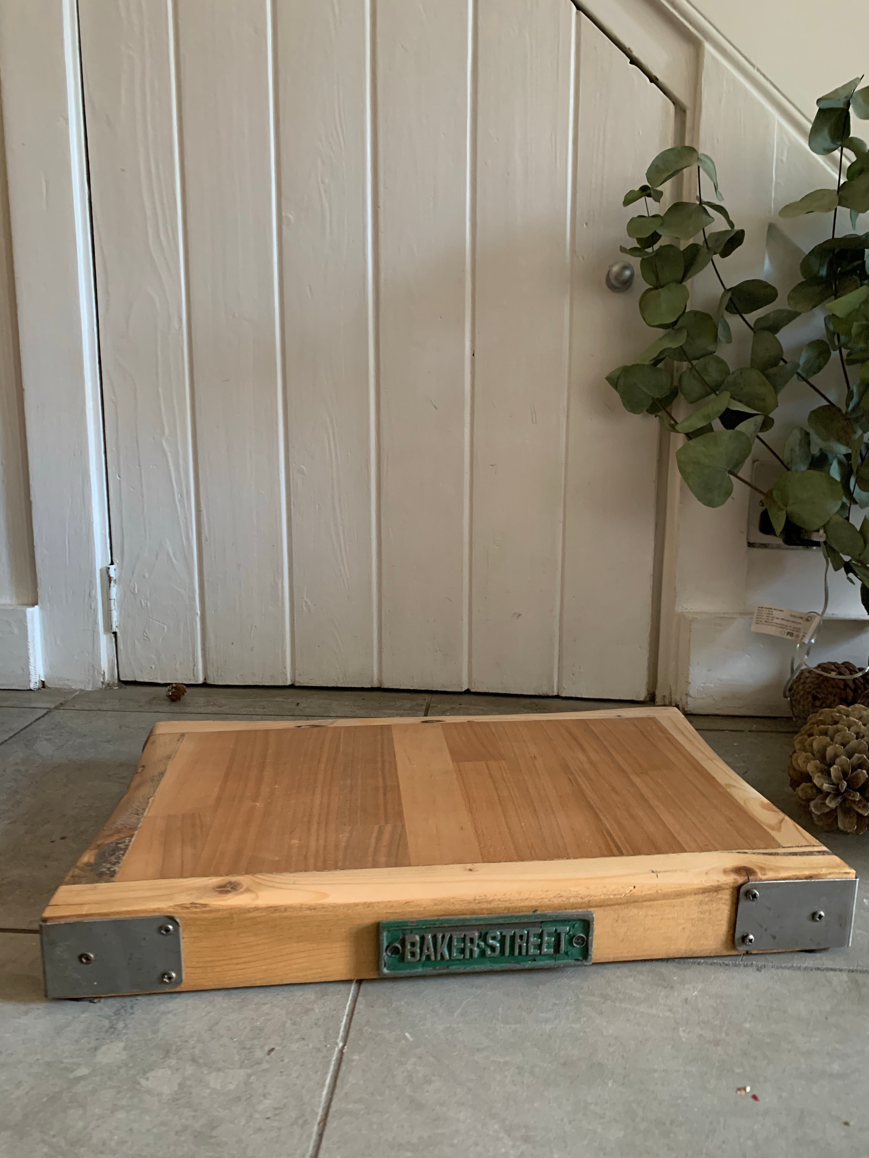 Reclaimed Wood Chopping Block (with green plaque)