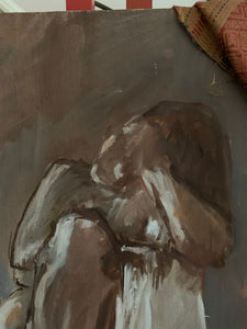 Nude Portrait In Neutral Hues- Oil on Streched Hessian Cloth