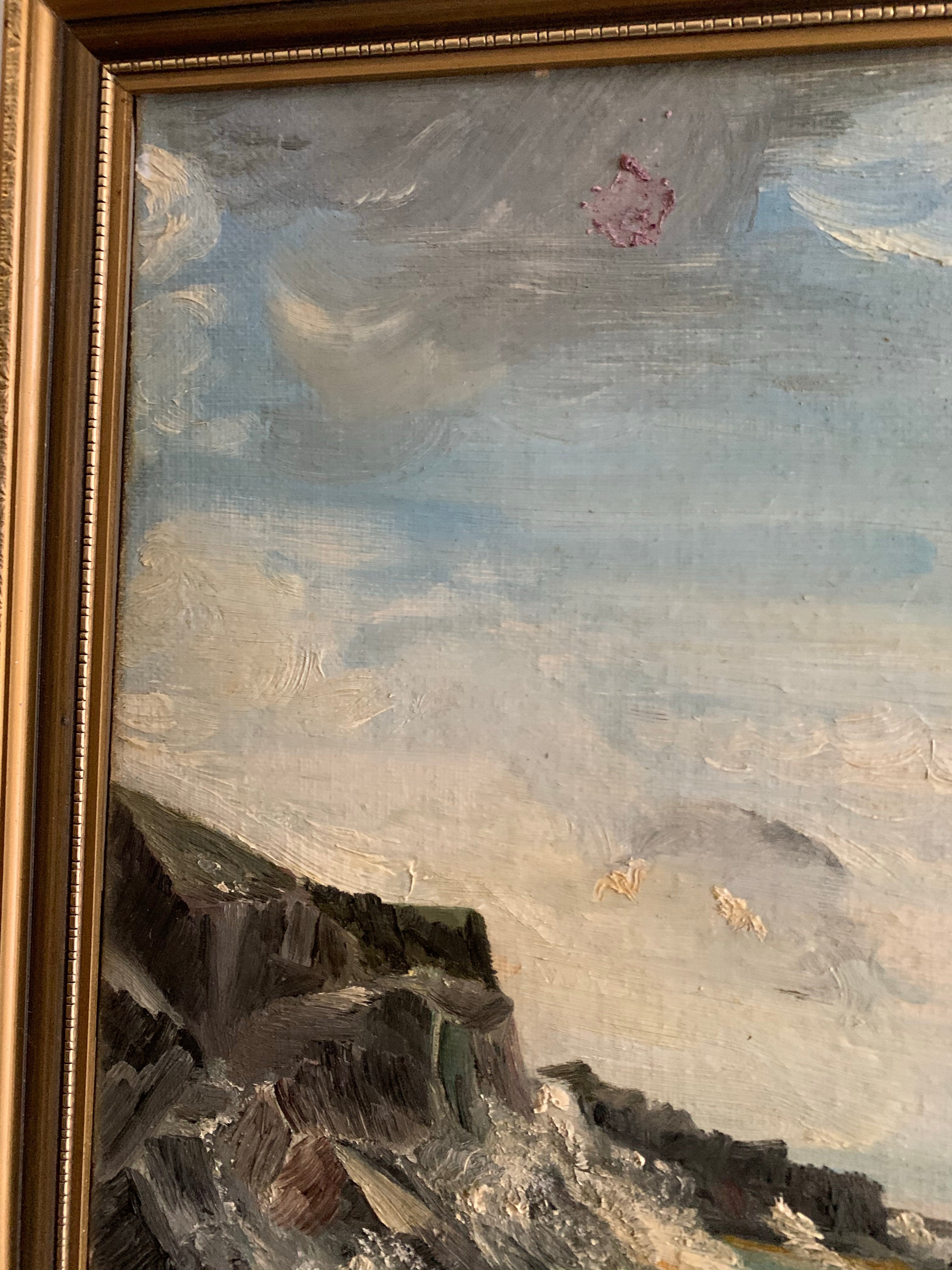 Large Vintage Seascape Oil Painting