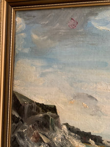 Large Vintage Seascape Oil Painting