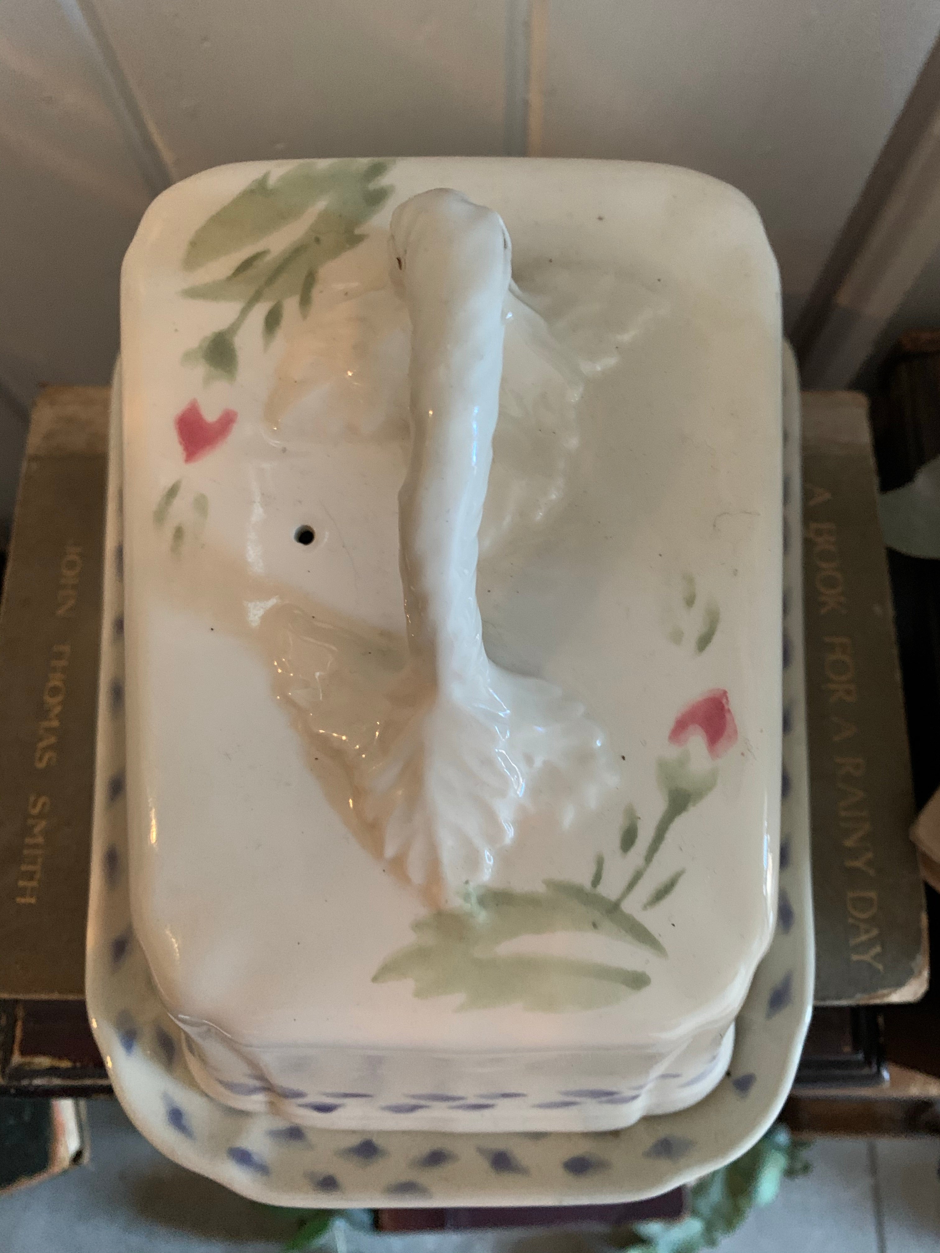 Antique Ceramic Cheese/Butter Dish with lid