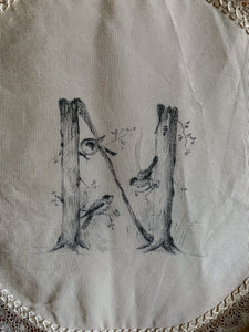 Victorian Silk & Lace Doily with Ink Lettered “N”