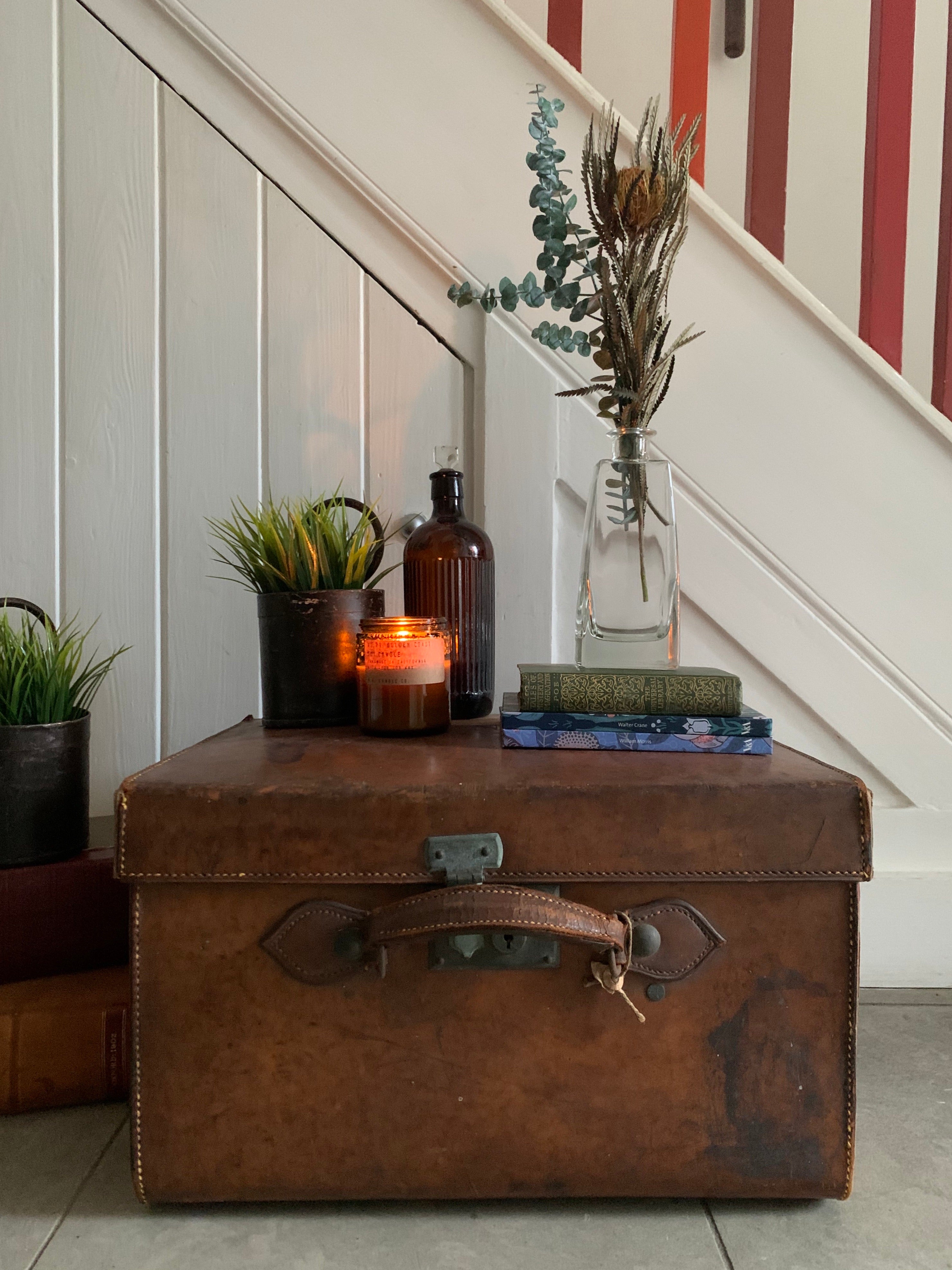 Beautiful 1930s Leather Steamer Trunk
