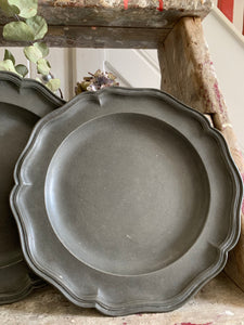 Old Pewter Scalloped Plate