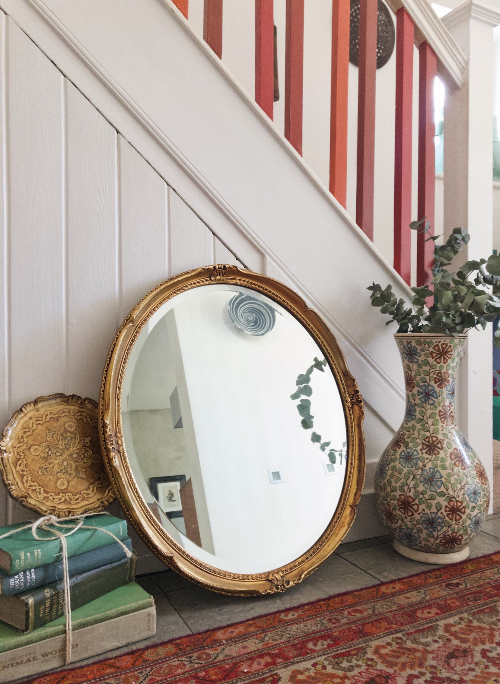 Large Gold Vintage Mirror (hangs portrait or landscape)