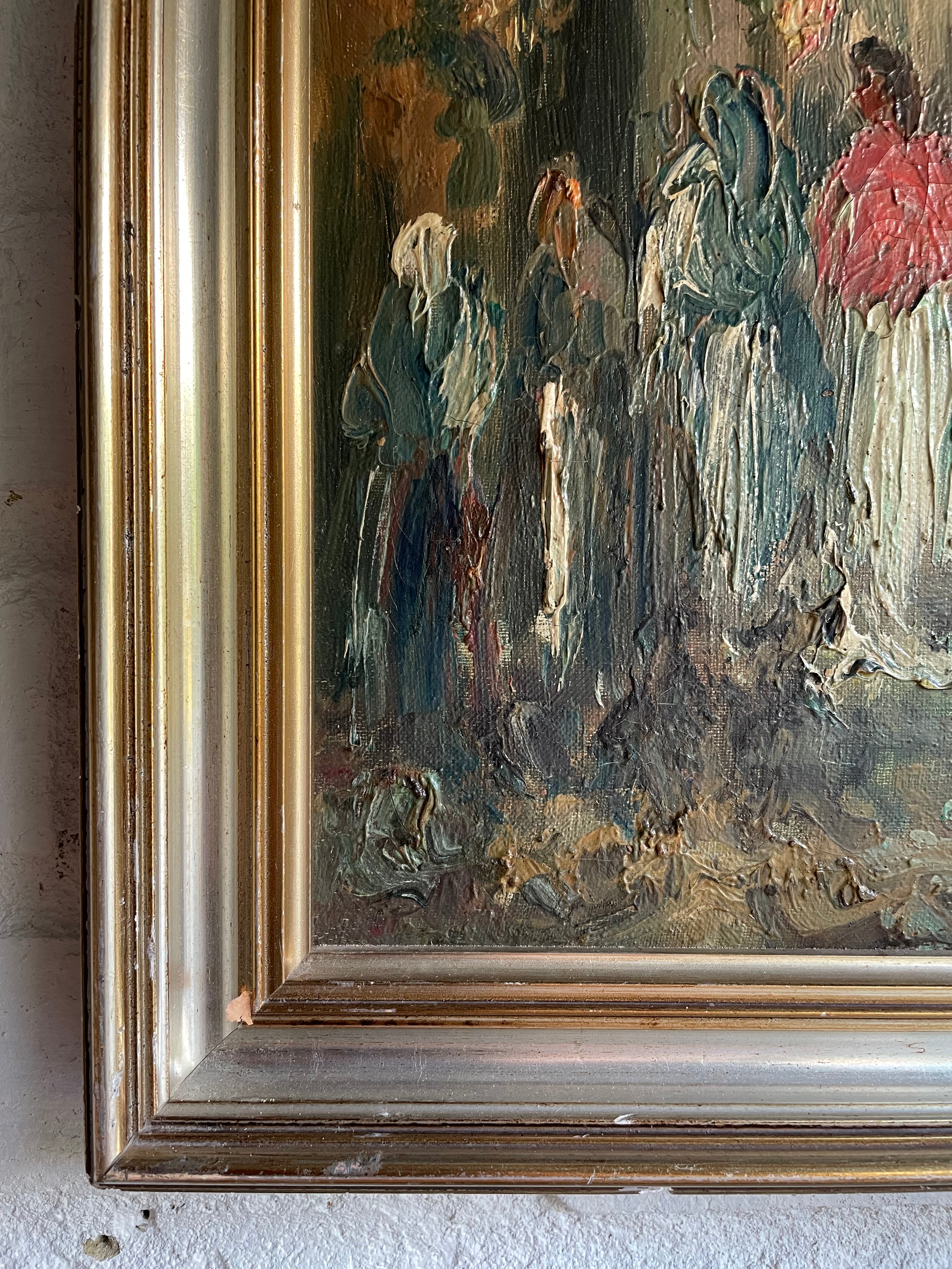 Street Scene: Impasto Oil on Canvas