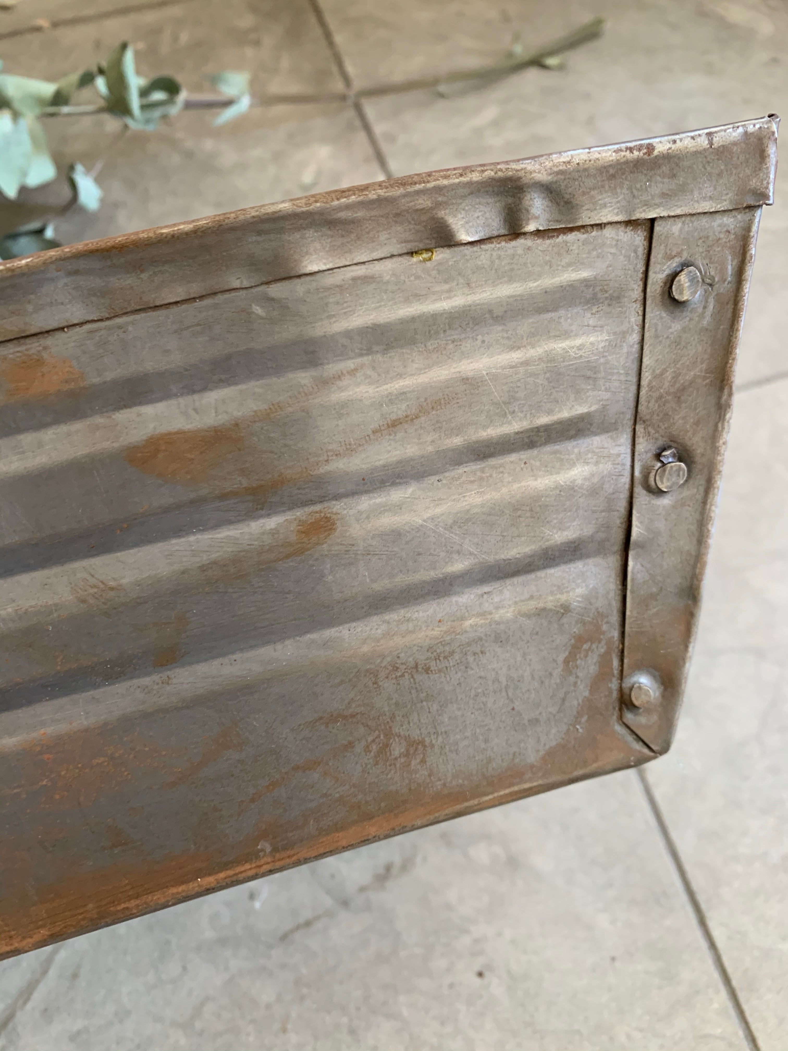 Small Rustic Metal Trug with Adjustable Handle