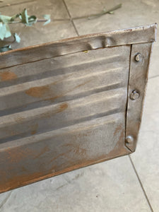Small Rustic Metal Trug with Adjustable Handle